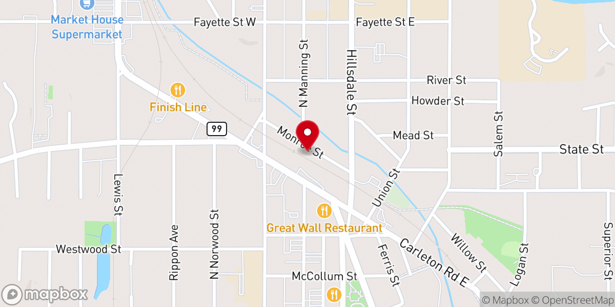 Map showing location of Hillsdale Orthodox Presbyterian Church