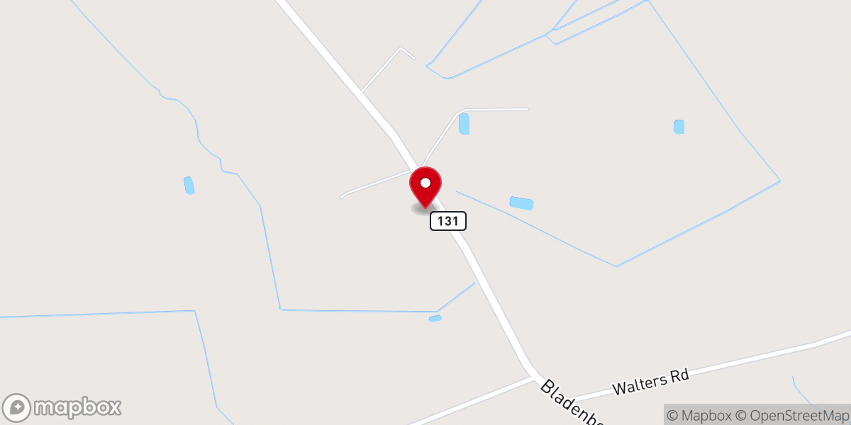 Map showing location of New Center Baptist Church