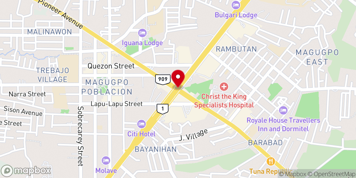Map showing location of Tagum Fundamental Baptist Academy