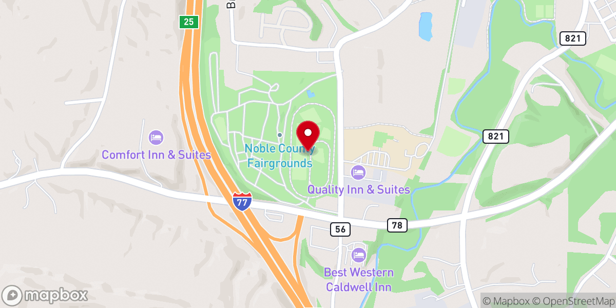 Map showing location of Noble County Fairgrounds