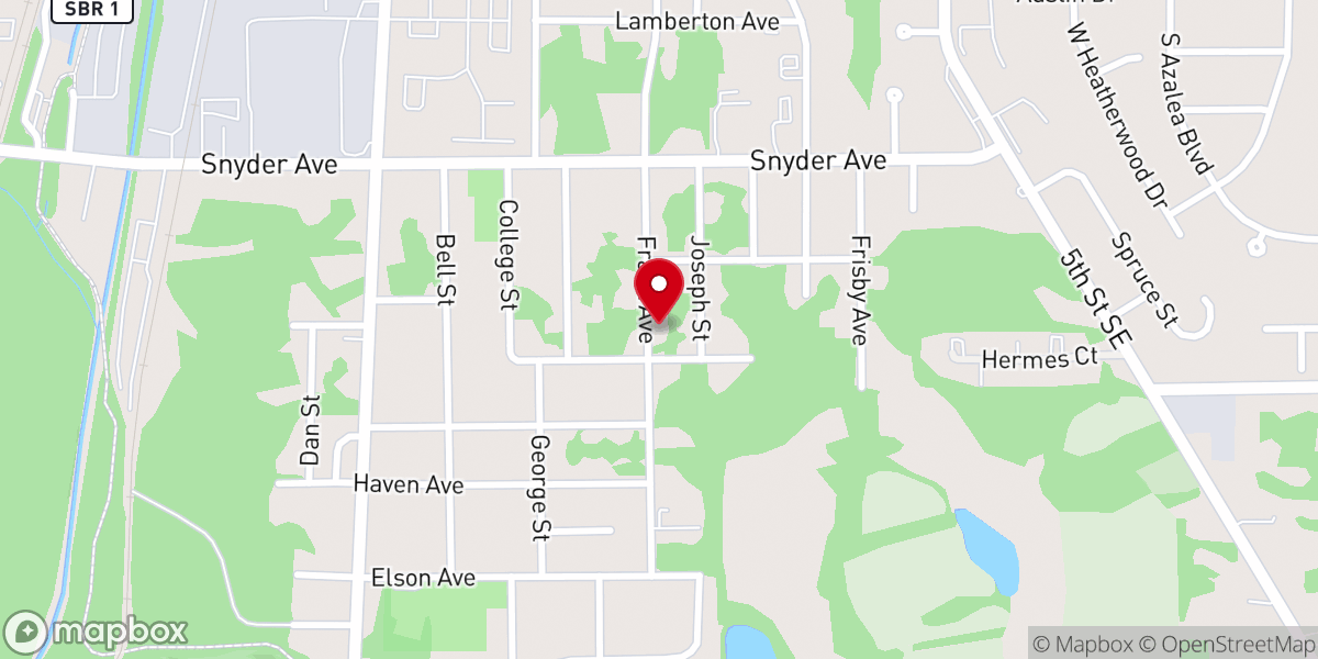 Map showing location of Frank Avenue Church of God