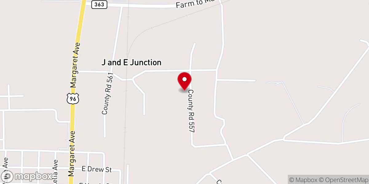 Map showing location of Kirbyville Full Gospel Ministry