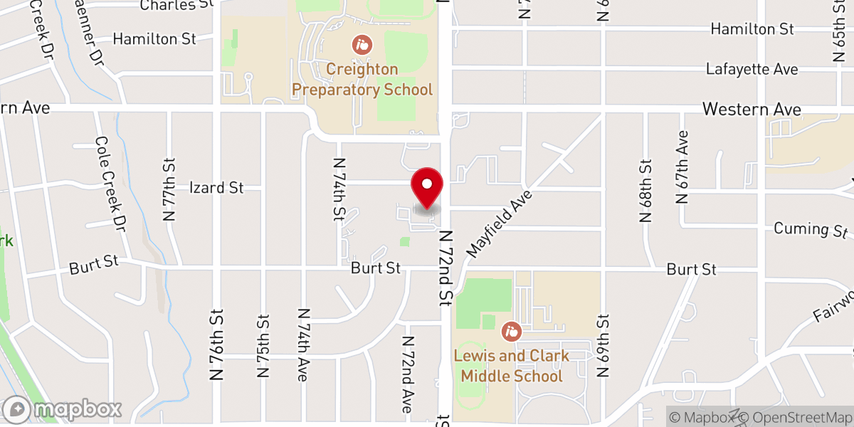 Map showing location of Omaha Memorial Seventh-day Adventist Church