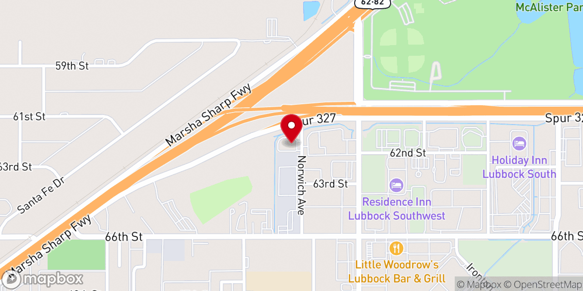 Map showing location of Hillside Christian Church - Lubbock Campus Norwich Building