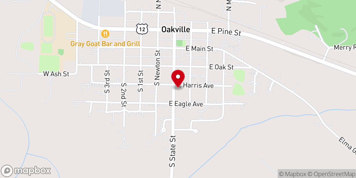 Map showing location of Oakville United Methodist Church
