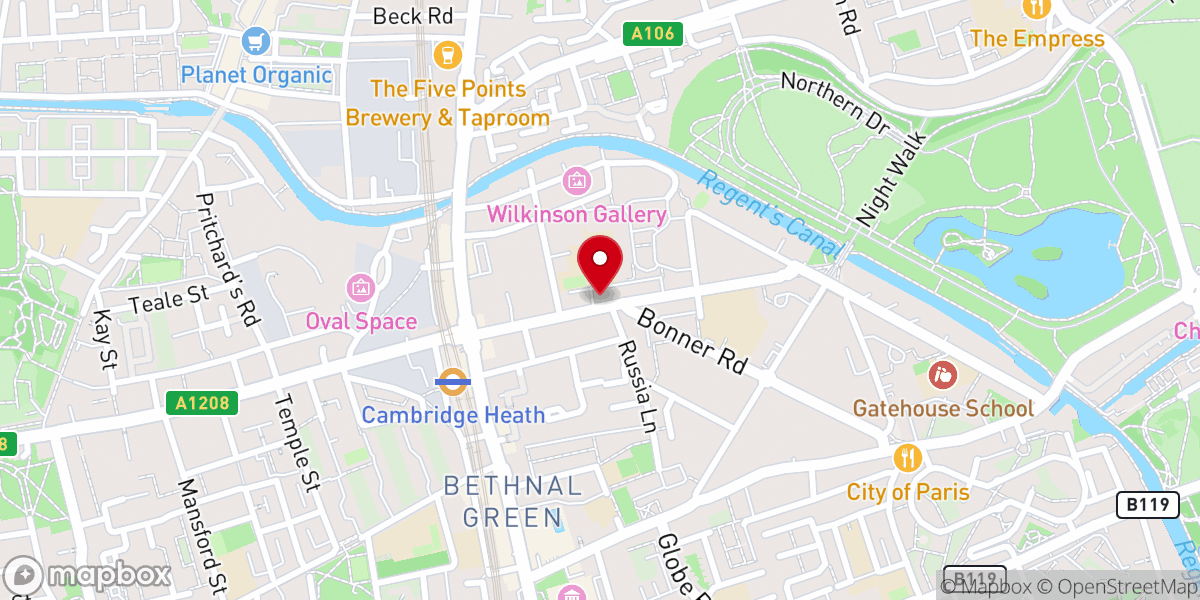 Map showing location of Bishops Way Islamic Centre