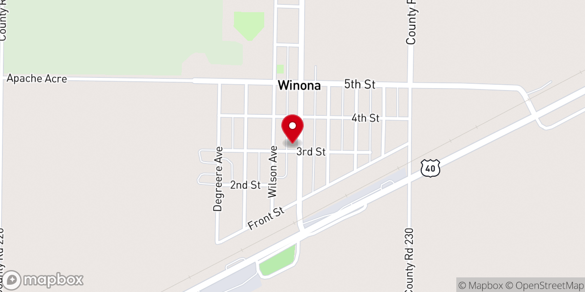 Map showing location of Winona City Hall