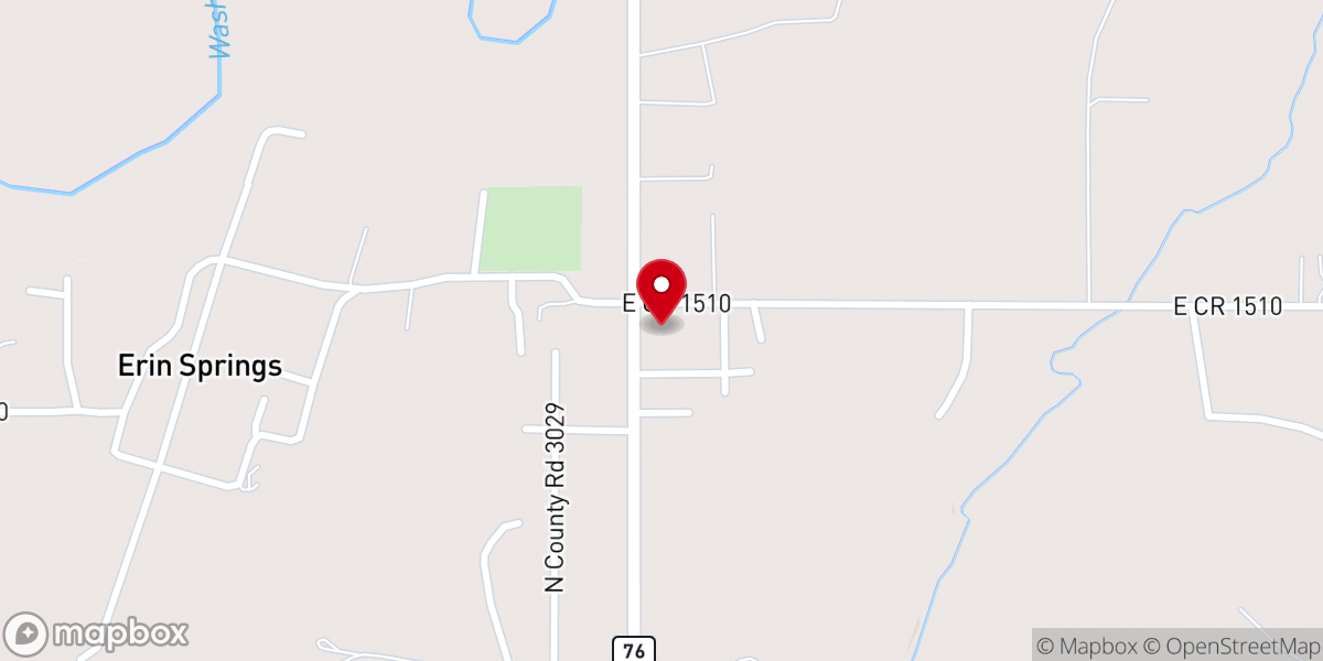Map showing location of Erin Springs Baptist Church