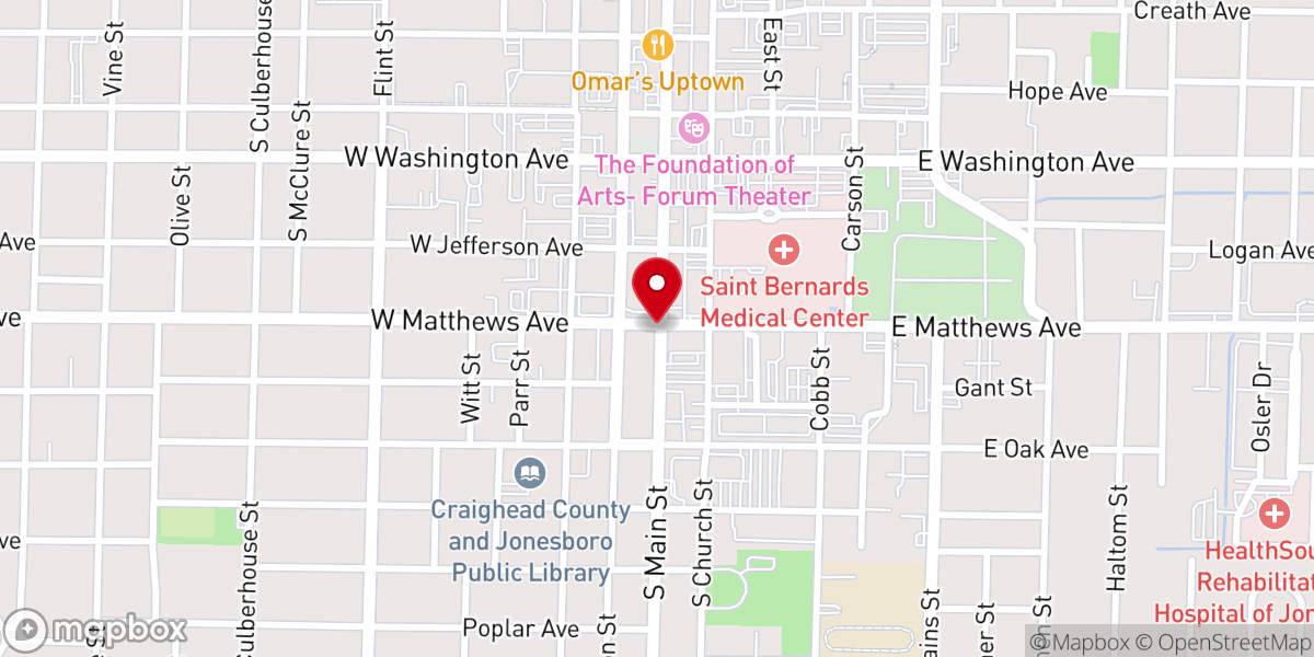Map showing location of First Assembly of God