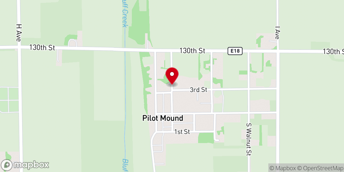 Map showing location of Pilot Mound