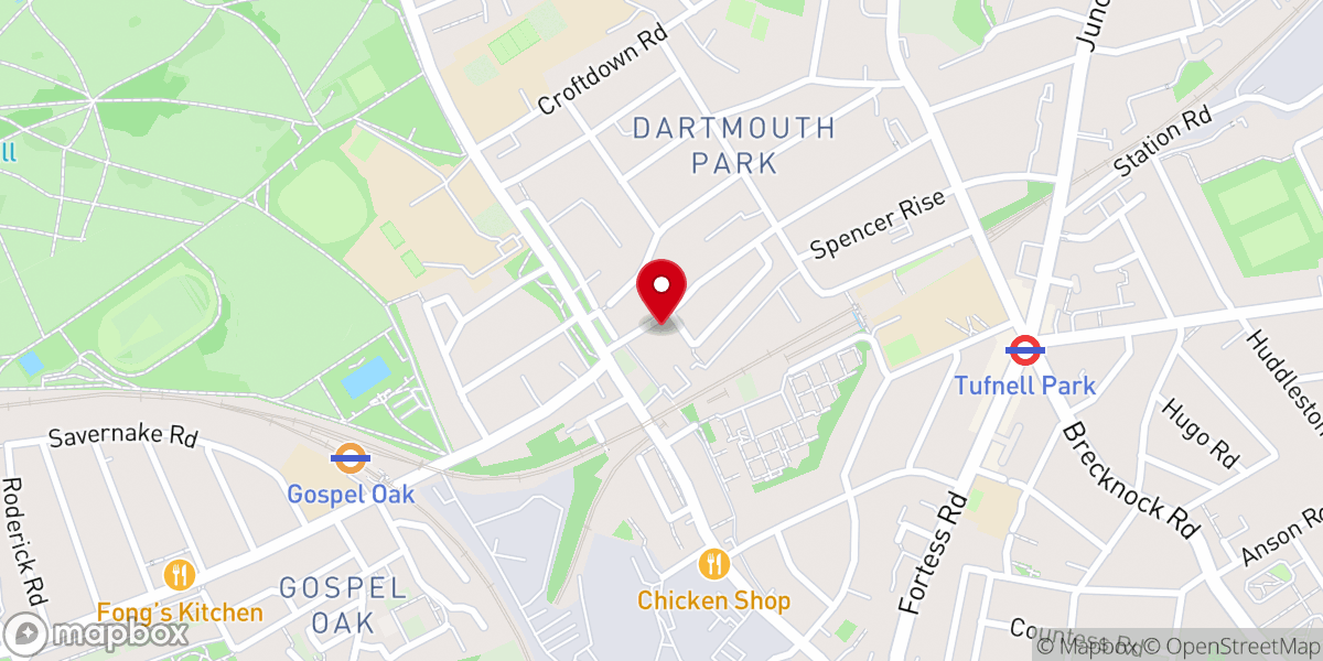 Map showing location of Highgate Road Chapel