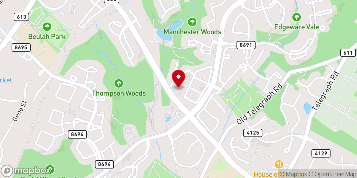 Map showing location of First Baptist Church of Kingstowne