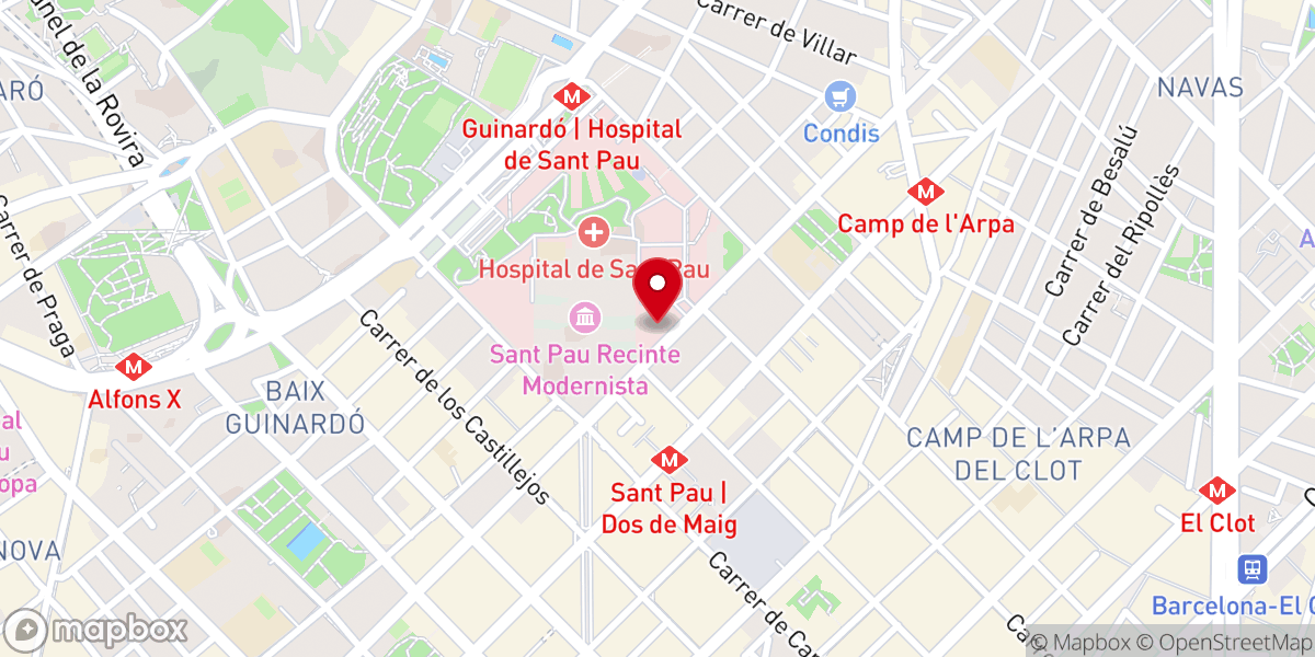 Map showing location of Iglesia del Hospital de la Santa Cruz y San Pablo