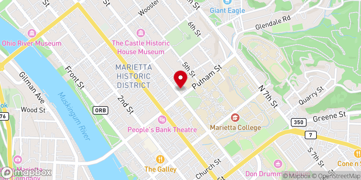 Map showing location of Betsey Mills Club