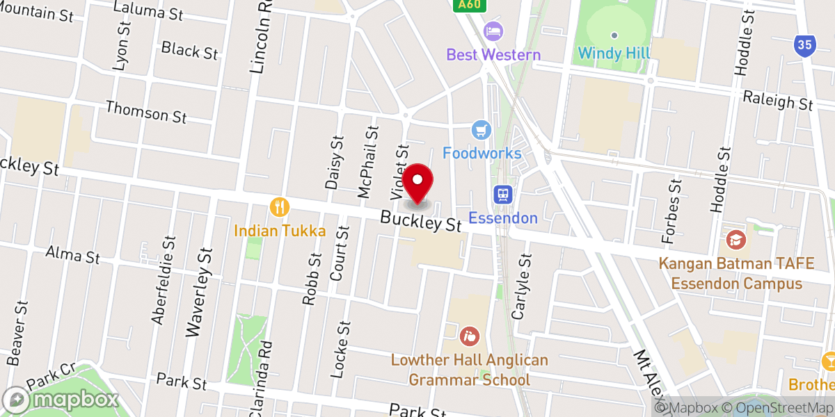 Map showing location of Essendon Baptist Community Church