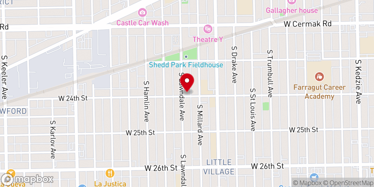 Map showing location of Lawndale Church of Christ