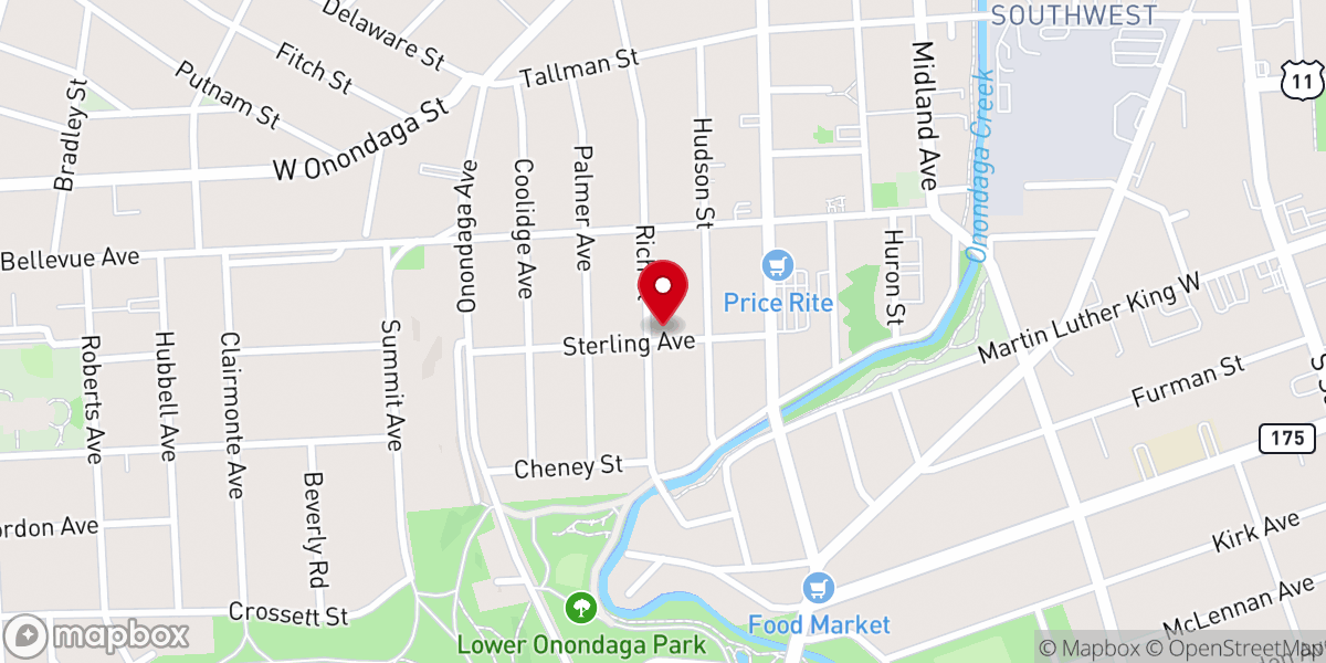 Map showing location of True Vine Baptist Church