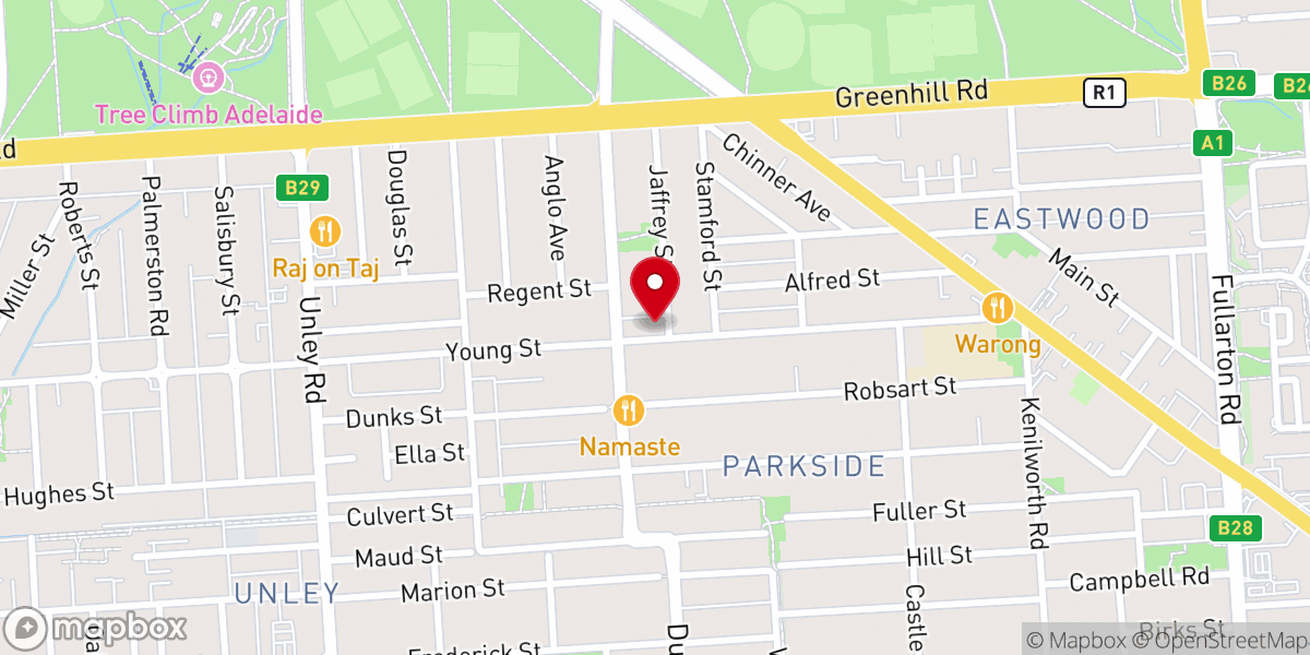 Map showing location of Parkside Baptist Church