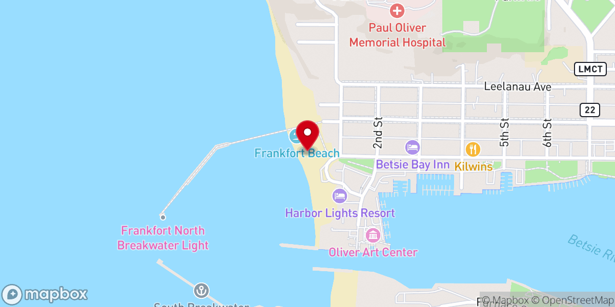 Map showing location of Frankfort Beach