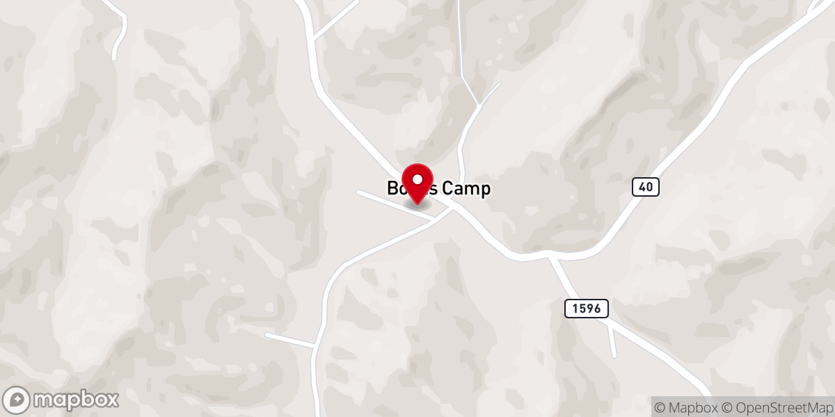 Map showing location of Boones Camp Church of God
