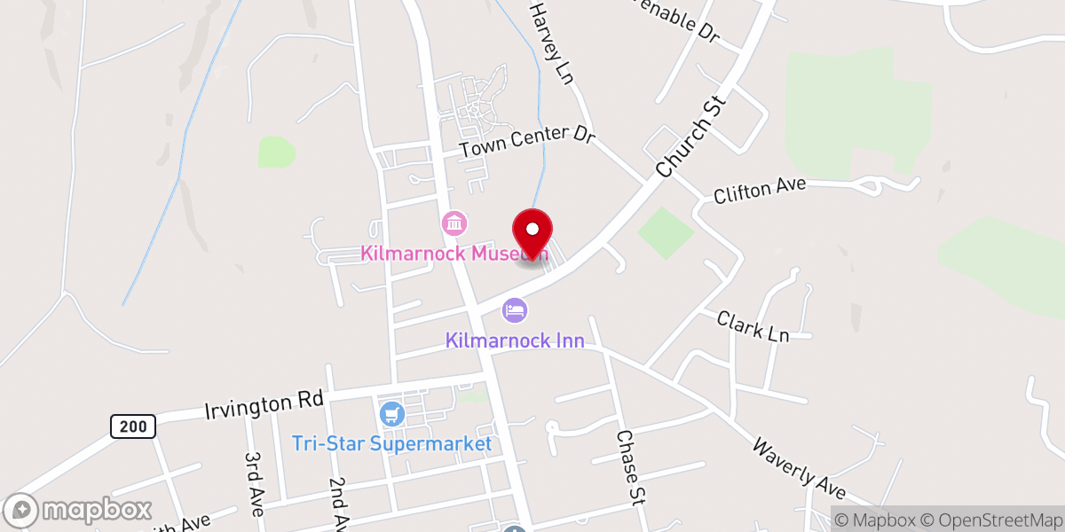 Map showing location of Kilmarnock Baptist Church
