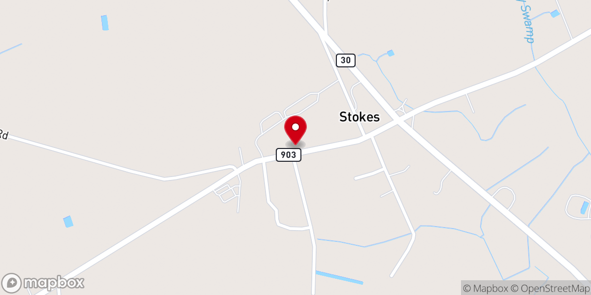Map showing location of Stokes Baptist Church