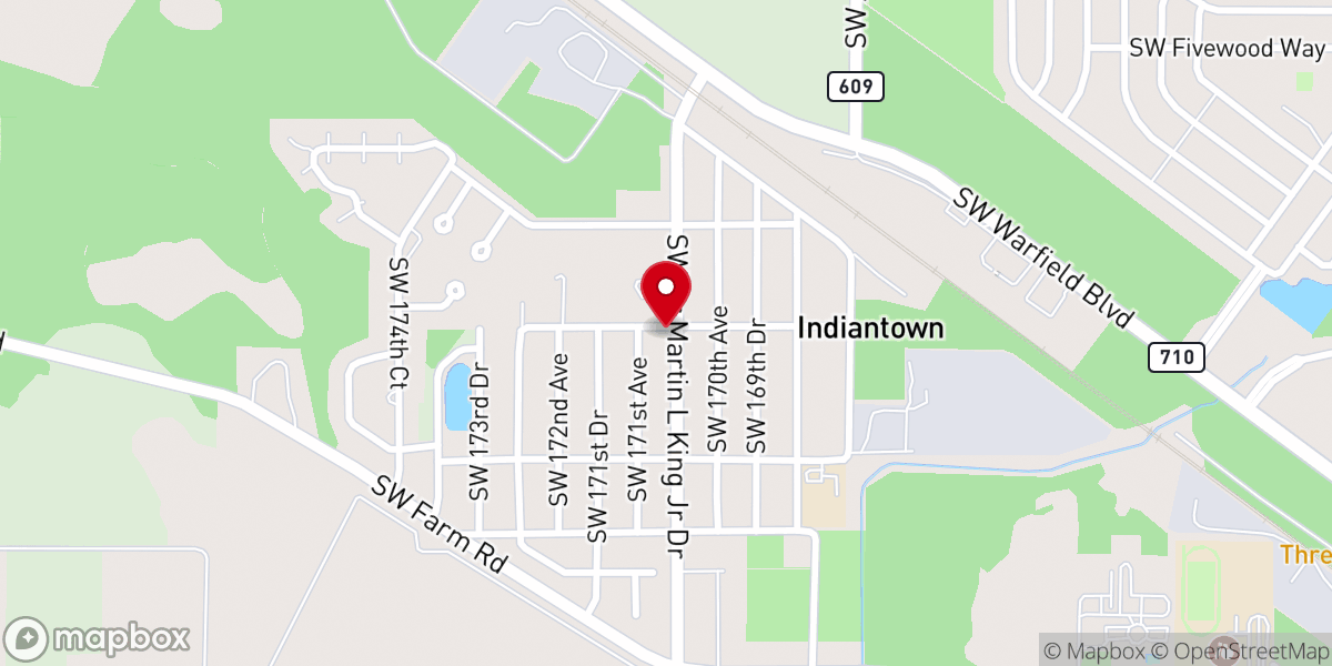 Map showing location of Indiantown Church