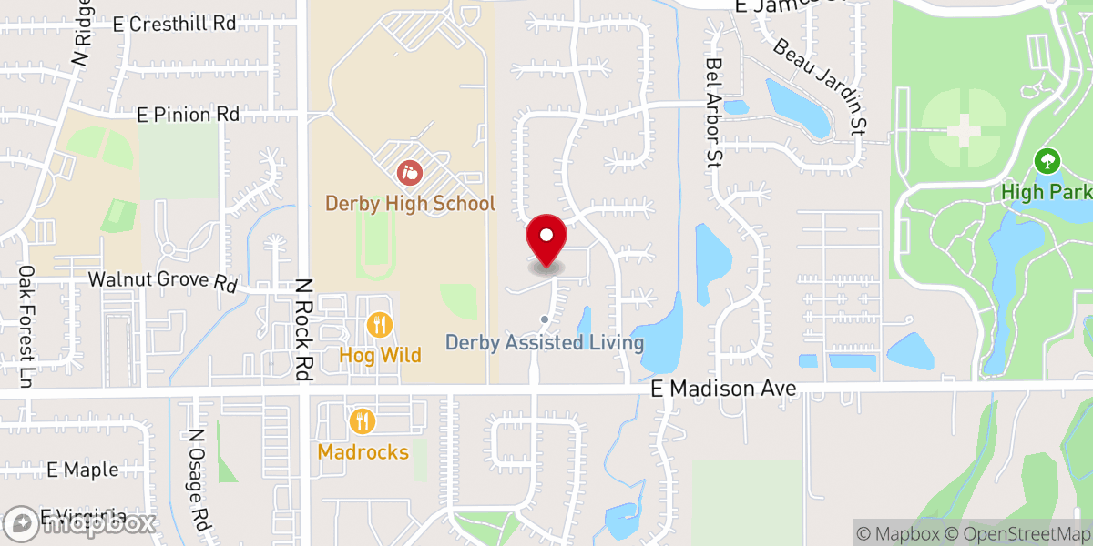 Map showing location of Derby Health & Rehab