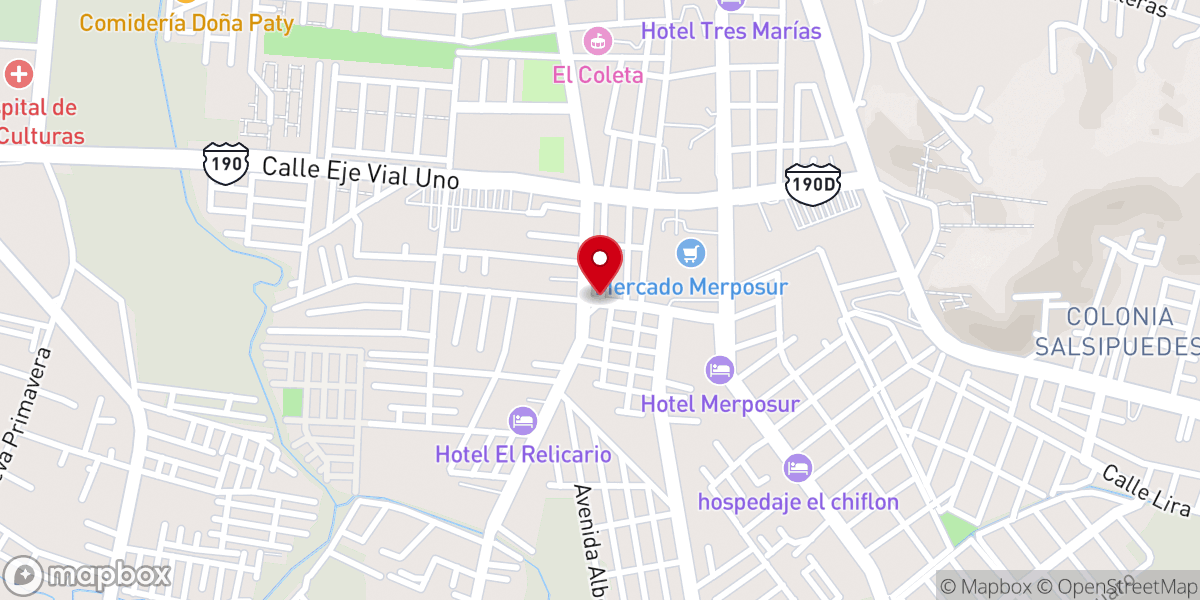 Map showing location of Iglesia Presbiteriana Renovada Fuente de Agua Viva