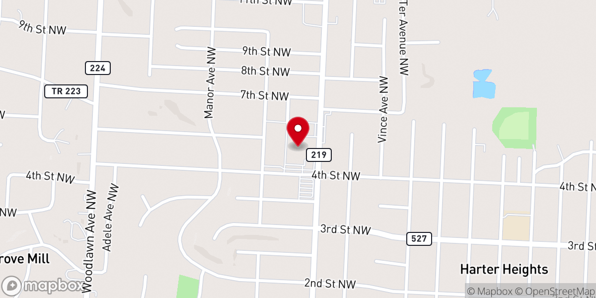 Map showing location of Canton Baptist Temple