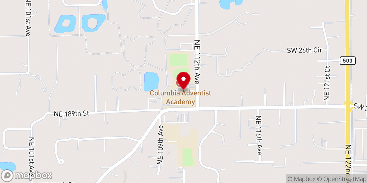 Map showing location of Columbia Adventist Academy