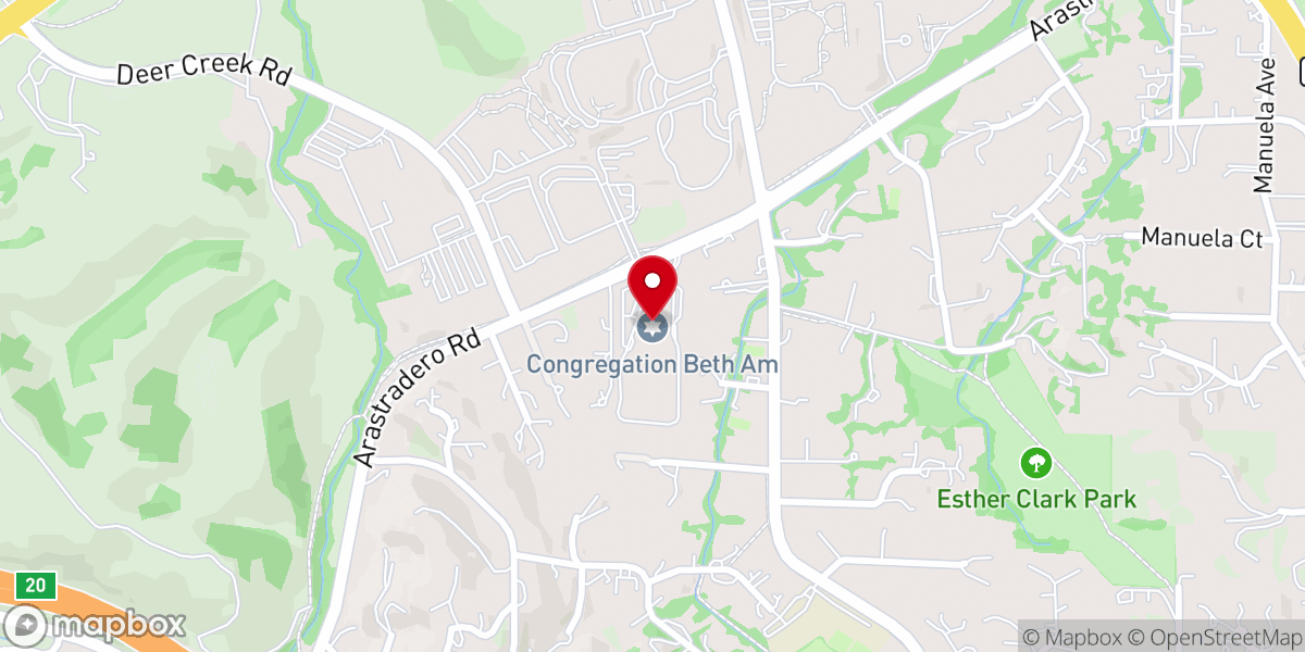 Map showing location of Congregation Beth Am