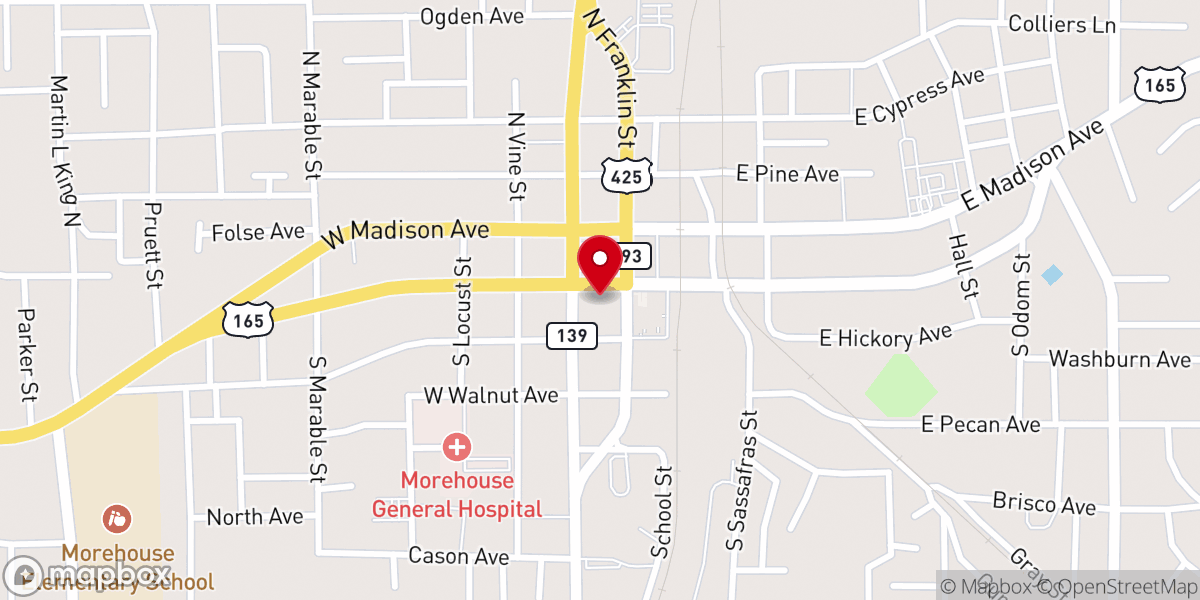 Map showing location of Morehouse Parish Assessor’s Office