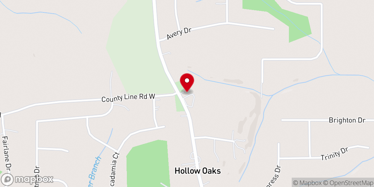 Map showing location of County Line Baptist Church