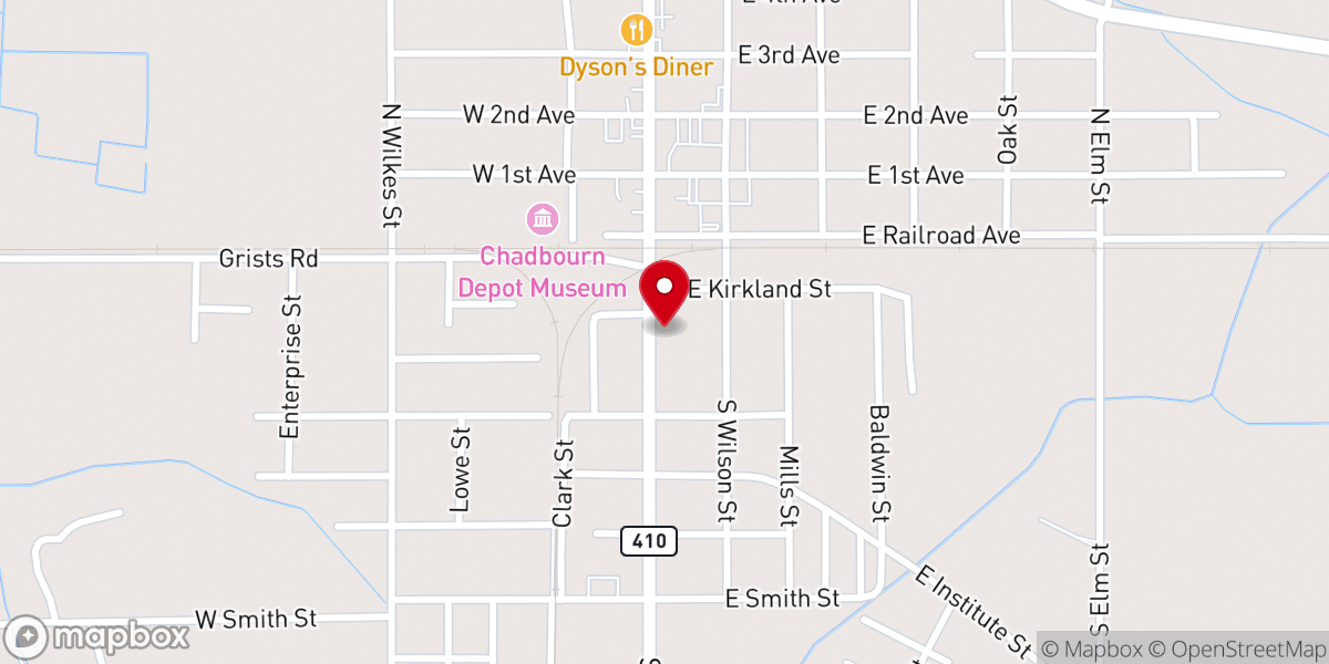 Map showing location of Iglesia Pentecostés Arca de Salvación de Whiteville Nc