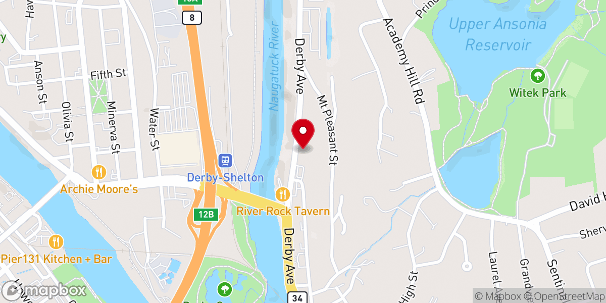 Map showing location of first congregational church in derby