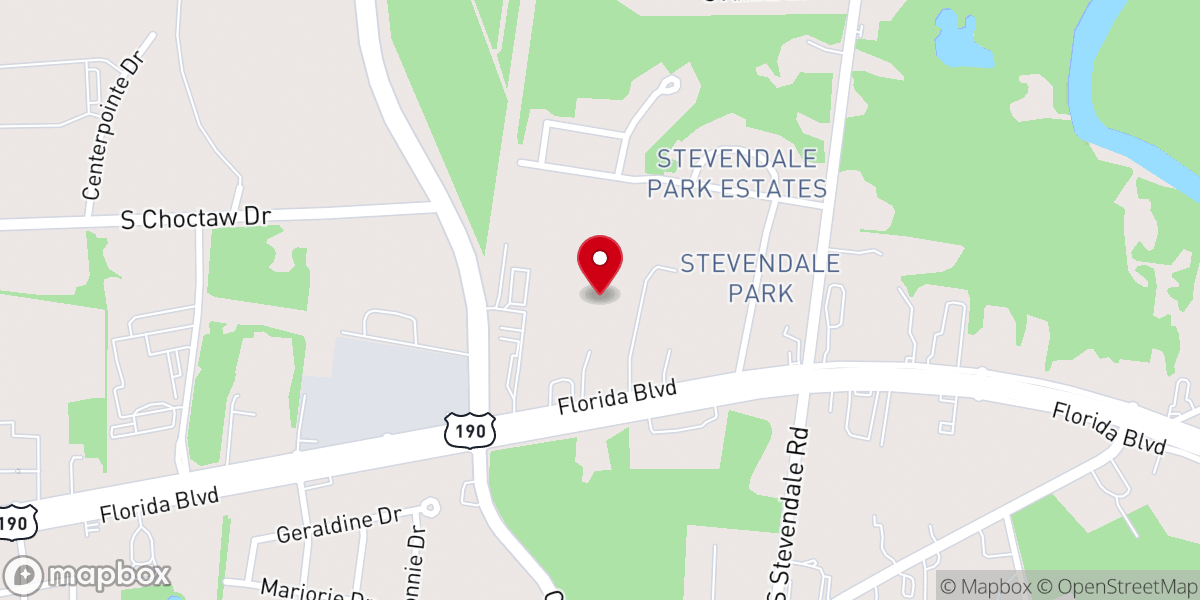 Map showing location of Iglesia de Jesucristo Palabra Miel Baton Rouge