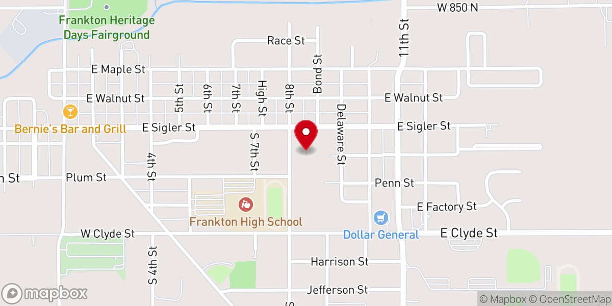 Map showing location of The Factory at Frankton First United Methodist Church