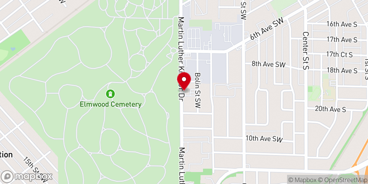 Map showing location of Southside C.M.E. Church