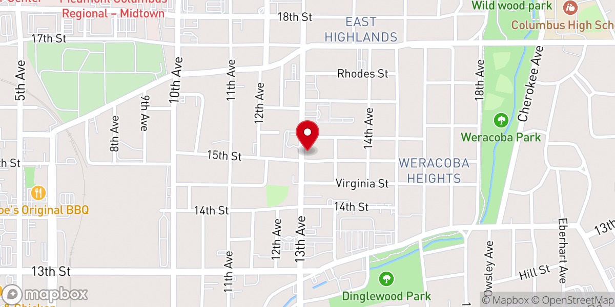 Map showing location of Body of Christ Worship Center