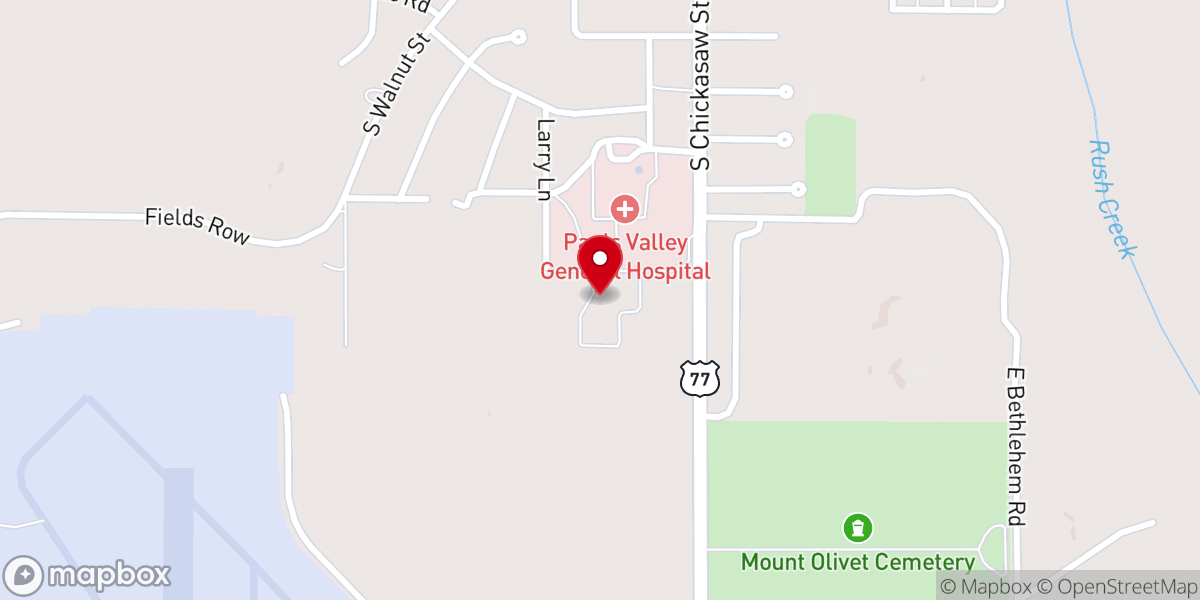 Map showing location of Chapel Ridge of Pauls Valley