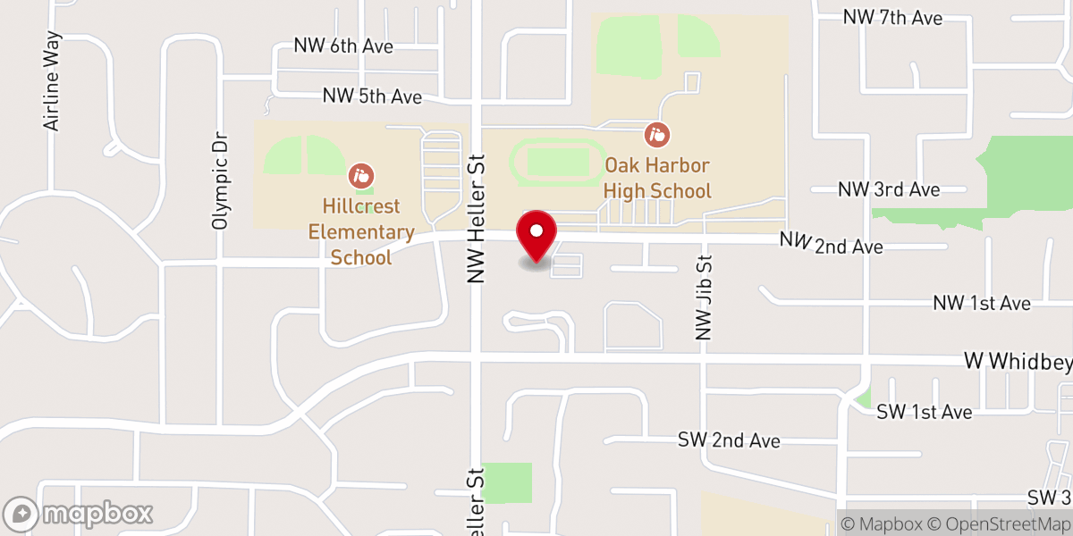 Map showing location of His Kids Preschool at Oak Harbor Lutheran Church