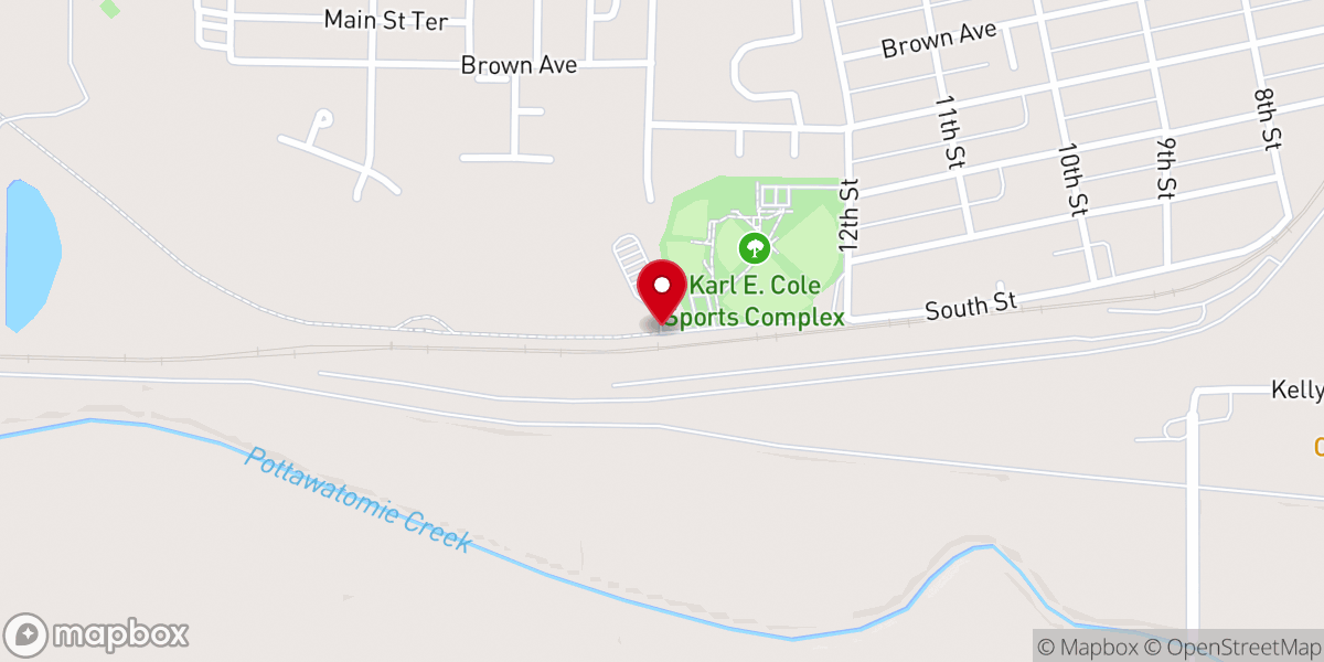 Map showing location of Flint Hills Trail Mile Zero