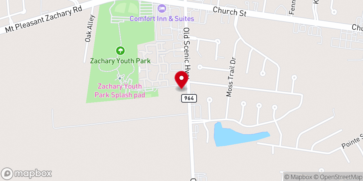 Map showing location of Zachary Seventh-day Adventist Church