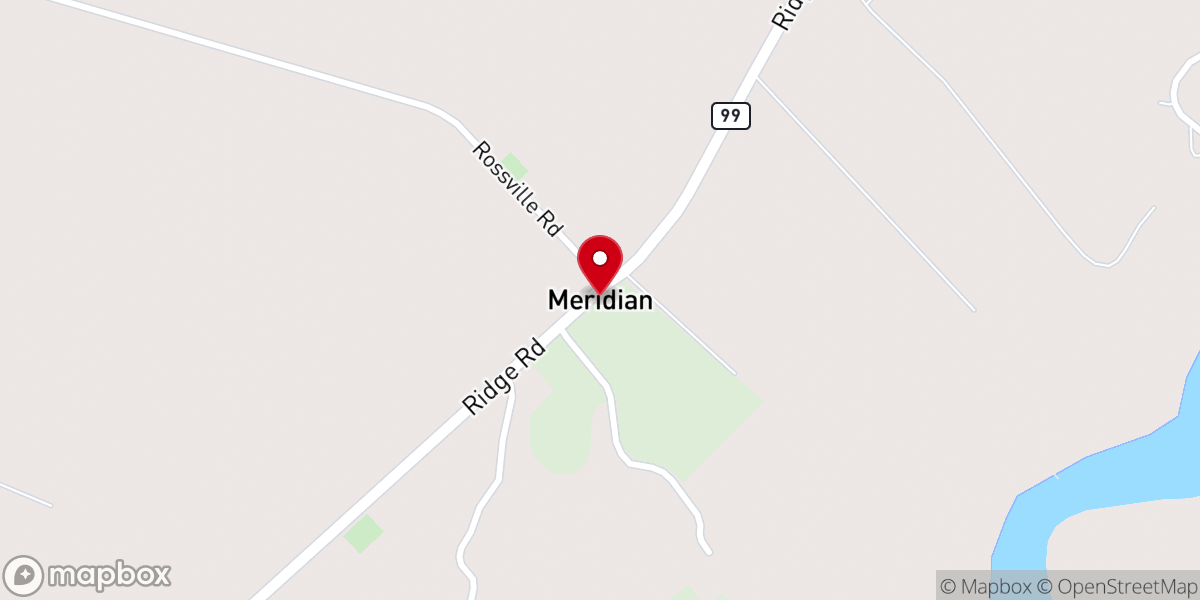 Map showing location of Meridian