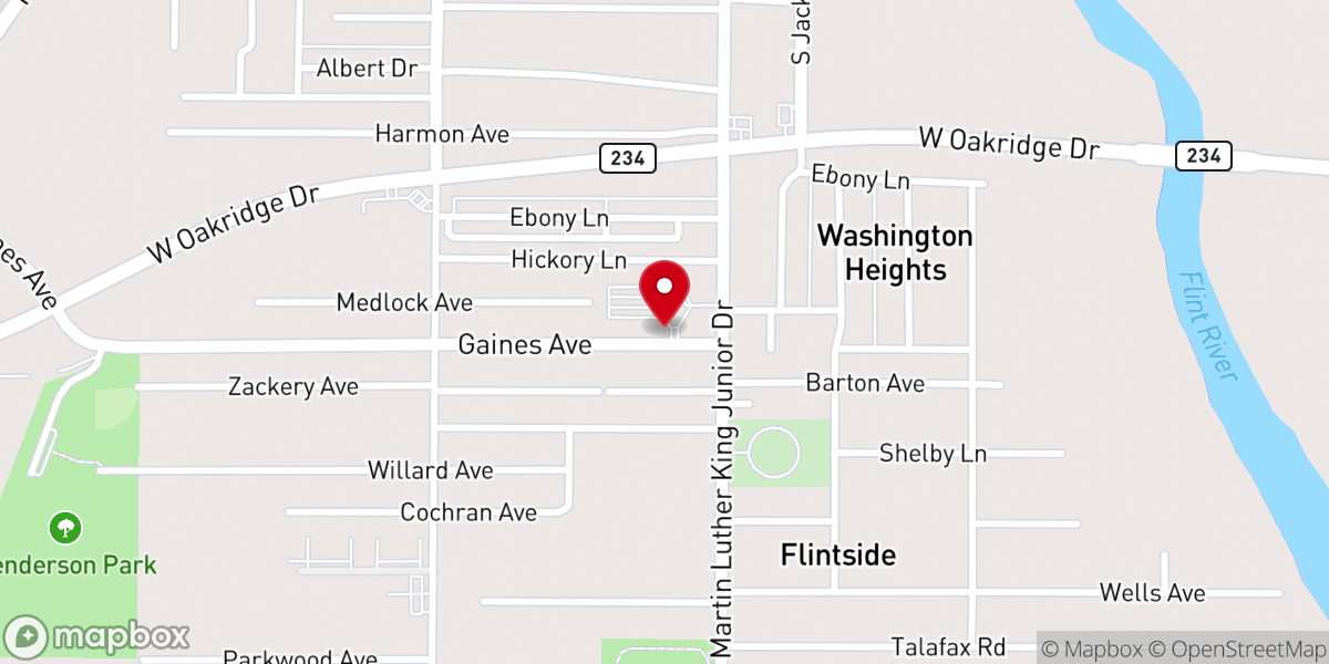 Map showing location of Church of Christ at Gaines Avenue