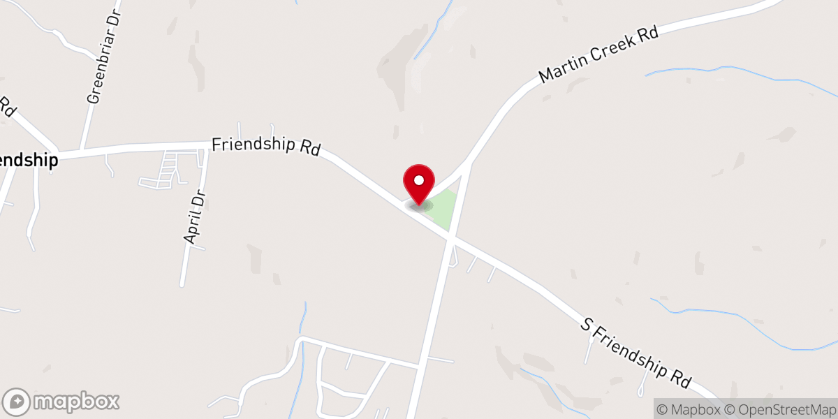 Map showing location of Friendship United Methodist Church