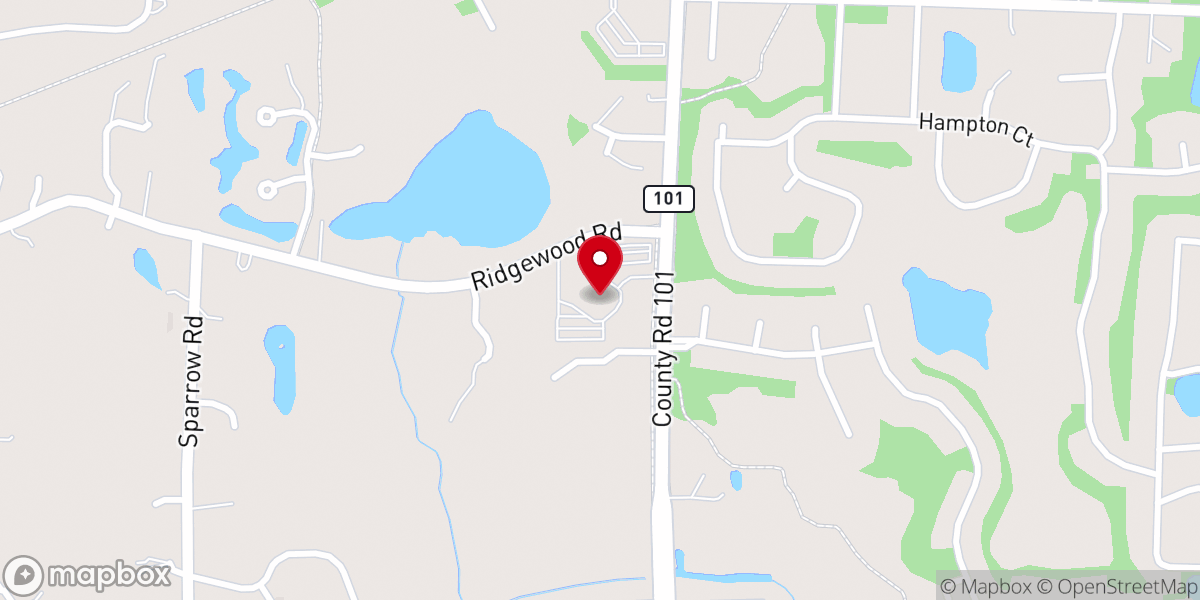 Map showing location of Ridgewood Church
