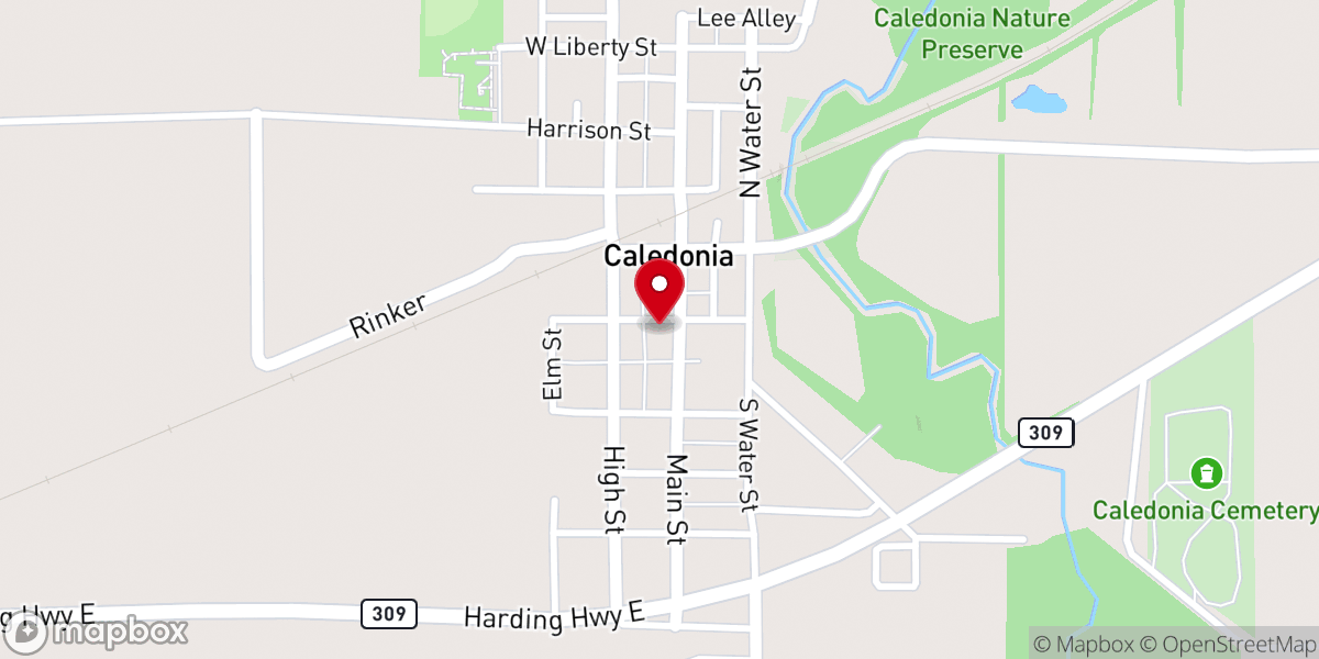 Map showing location of Caledonia Memorial United Methodist