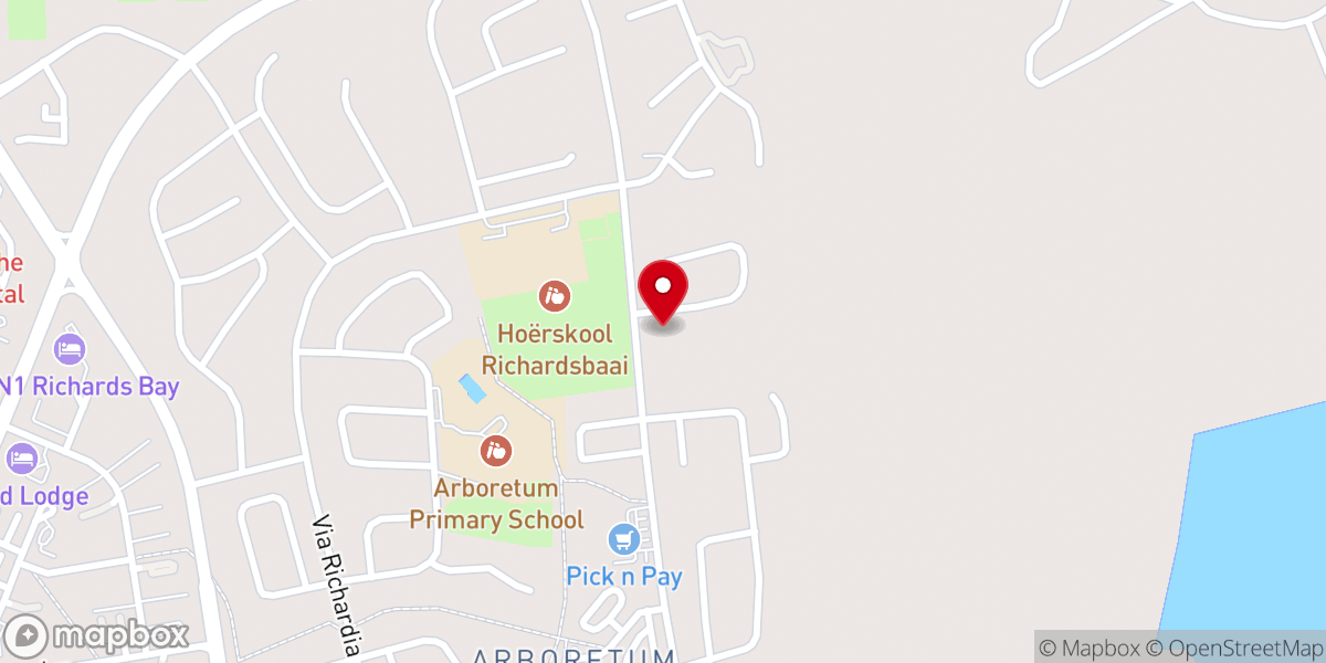 Map showing location of Richards Bay Presbyterian Church